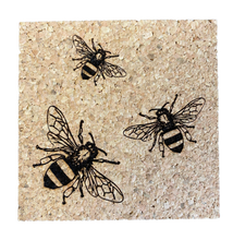 Load image into Gallery viewer, Three Bees Cork Coaster
