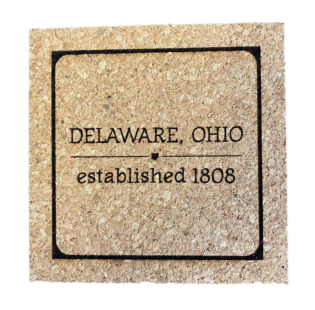 Delaware, Ohio Square Cork Coaster