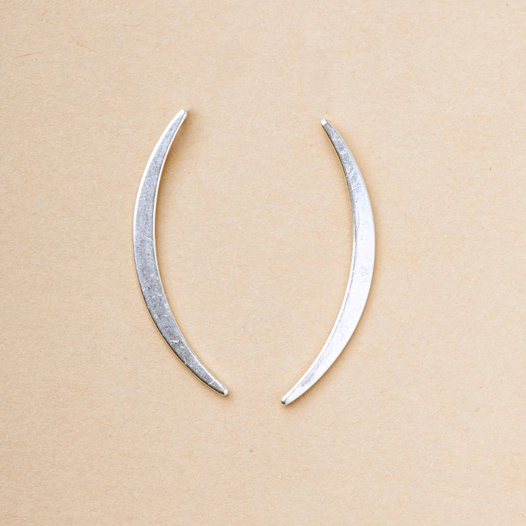 Gibbous Slice Stud Earrings - Sterling Silver