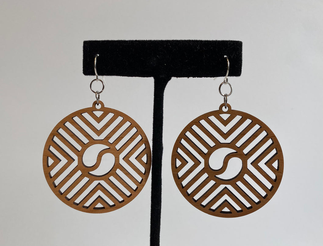 Yin Yang Wood Earrings