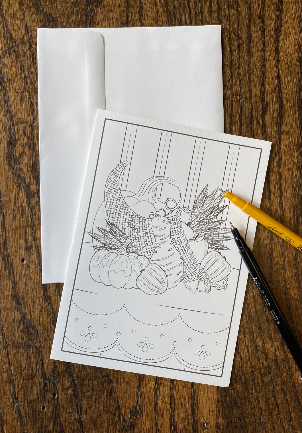 Fall Harvest Coloring Card