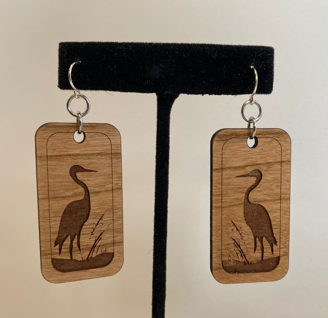 Crane Wood Earrings