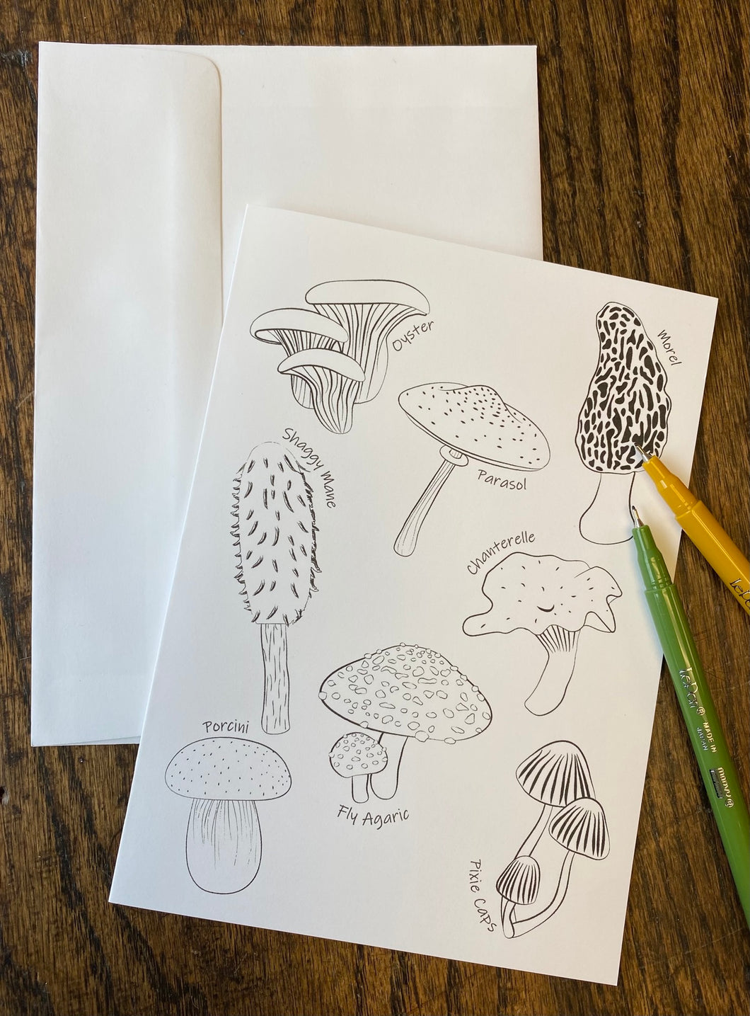 Mushroom Types Coloring Card