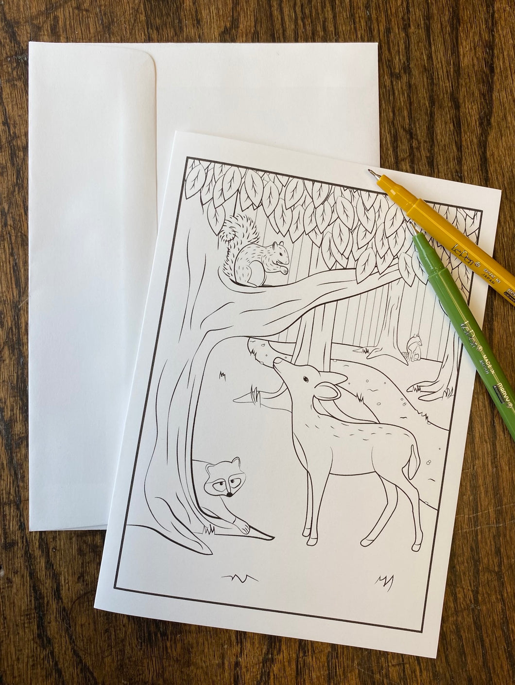 Woodland Creatures Coloring Card