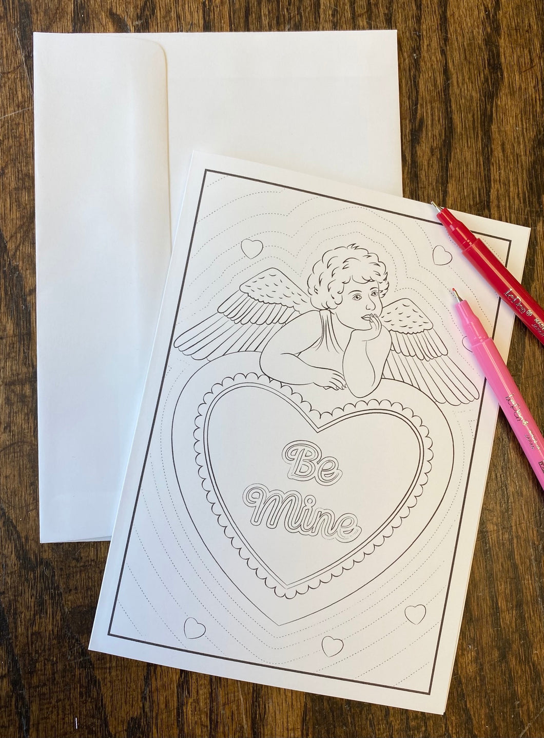 Be Mine Angel Coloring Card