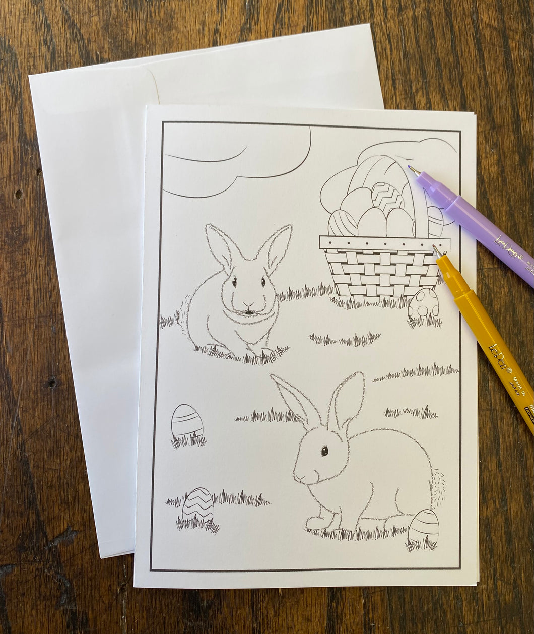 Easter Rabbits Coloring Card
