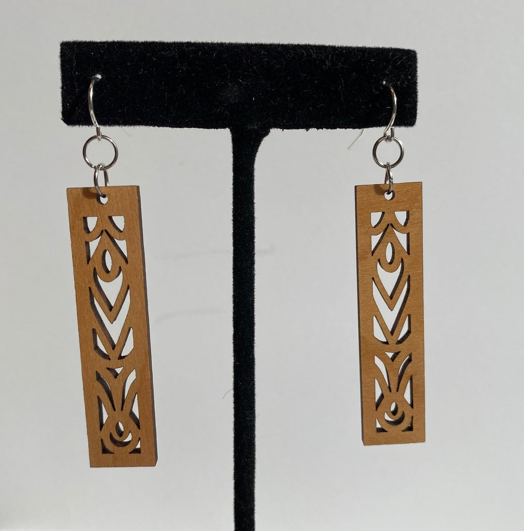 Vertical Design Wood Earrings