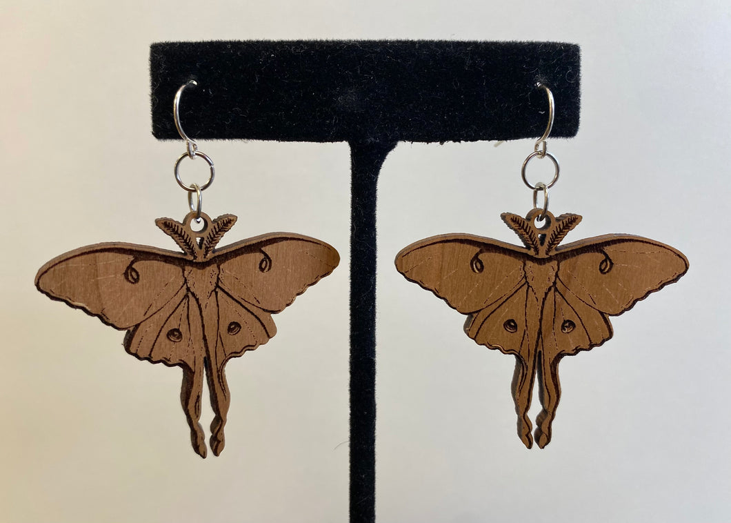 Luna Moth Wood Earrings
