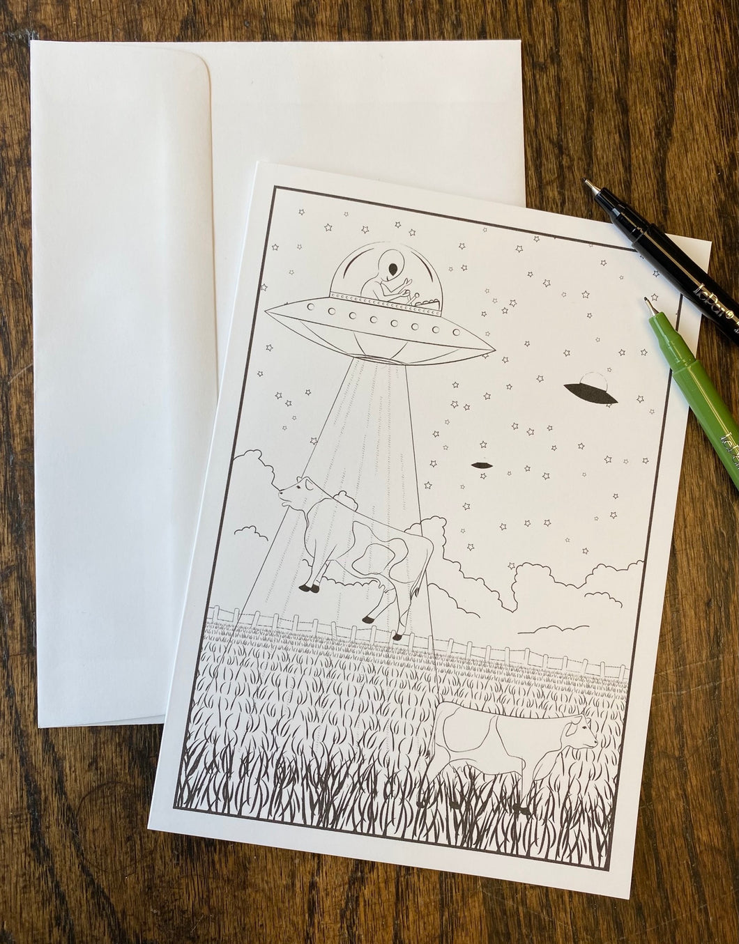 UFO Coloring Card