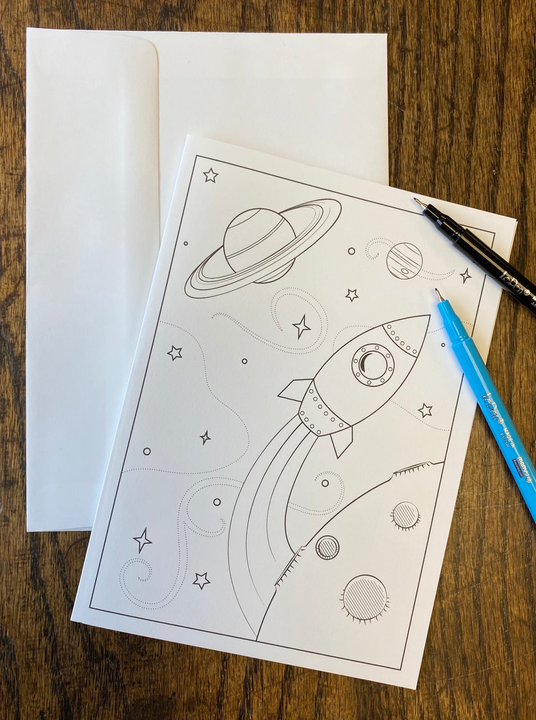 Space Rocket Coloring Card