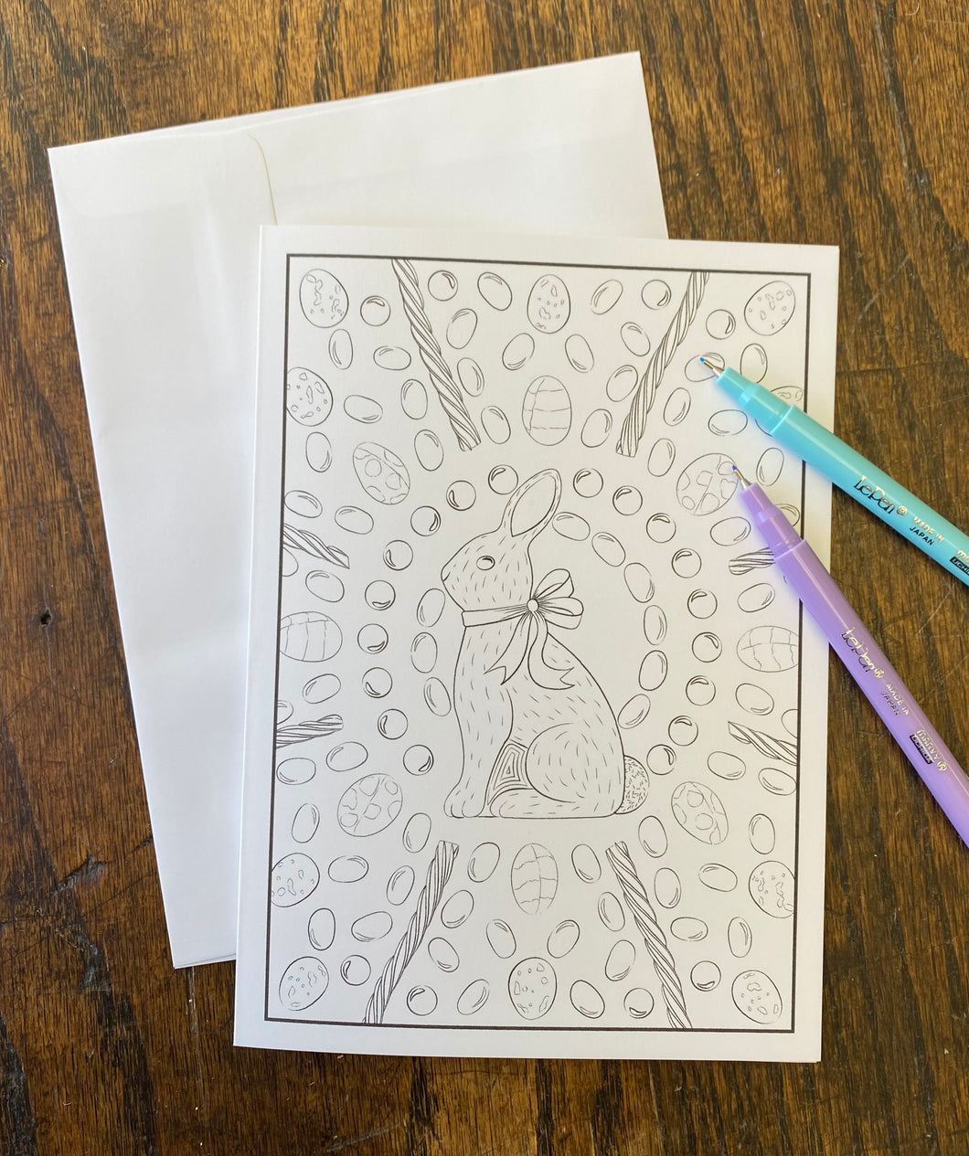 Chocolate Bunny Coloring Card