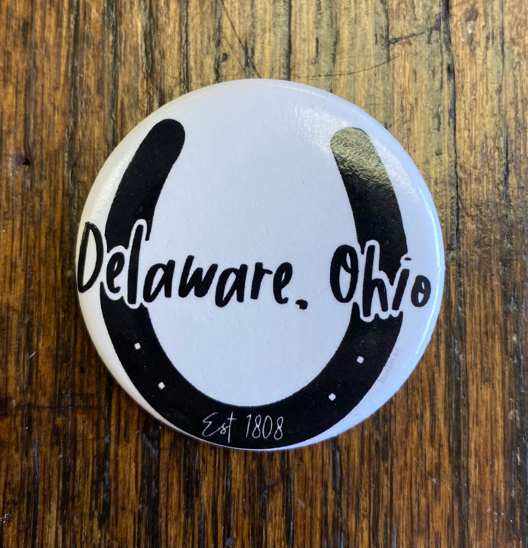 Delaware, Ohio Horseshoe Button Pin