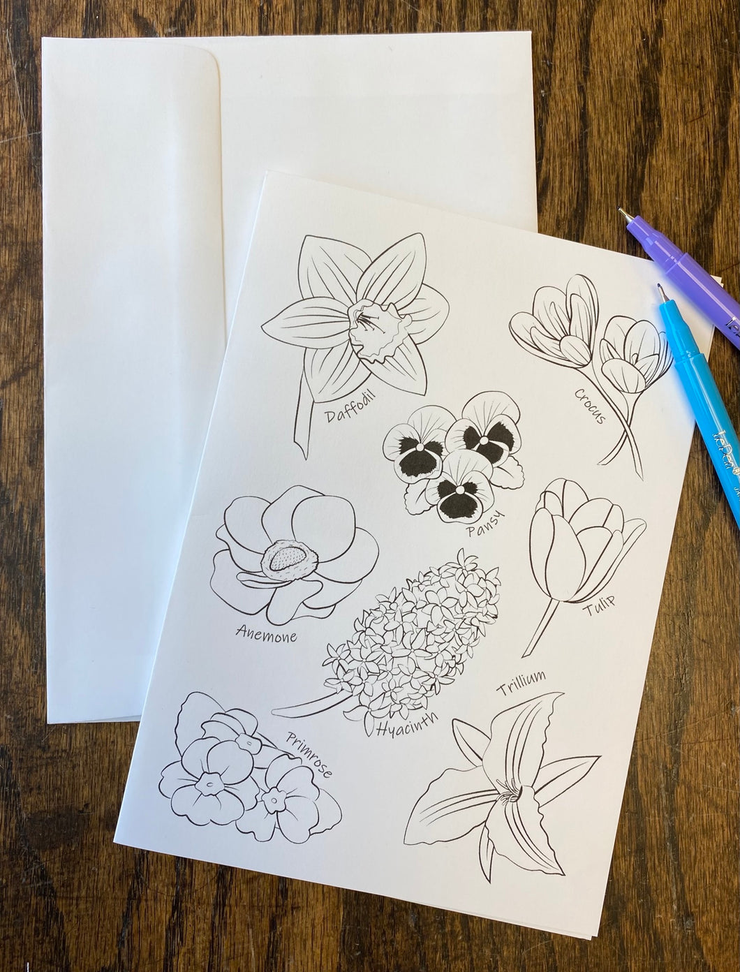 Flower Types Coloring Card