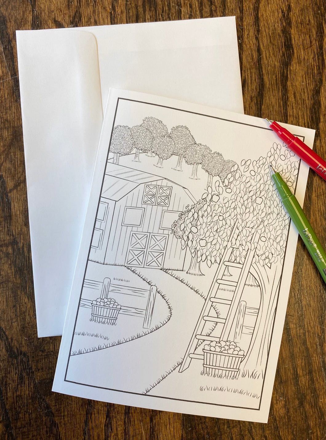 Apple Orchard Coloring Card