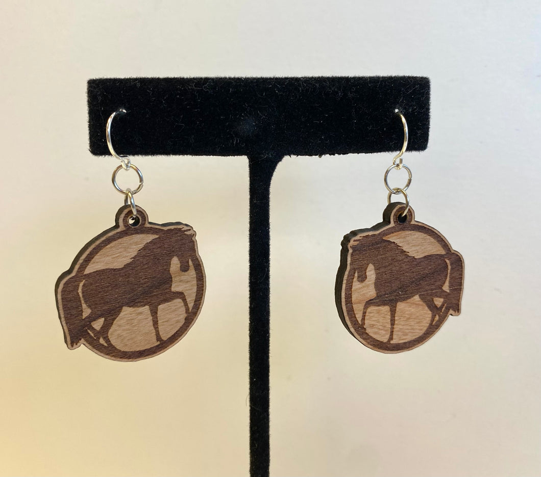 Horse Wood Earrings
