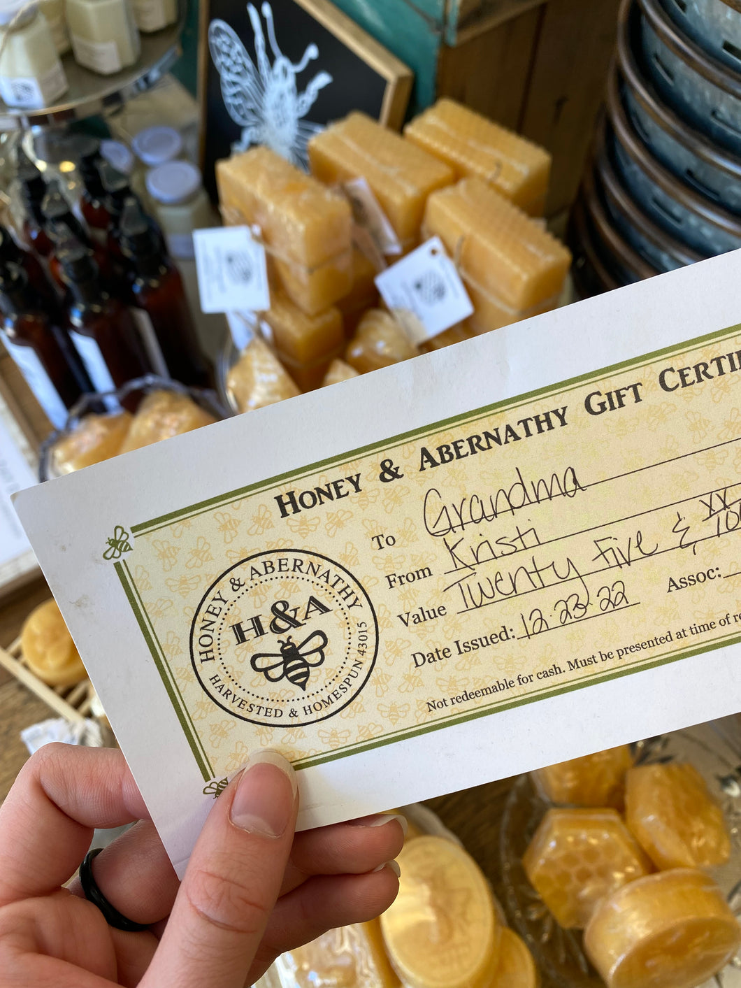Honey & Abernathy Gift Certificate For In-Store Use