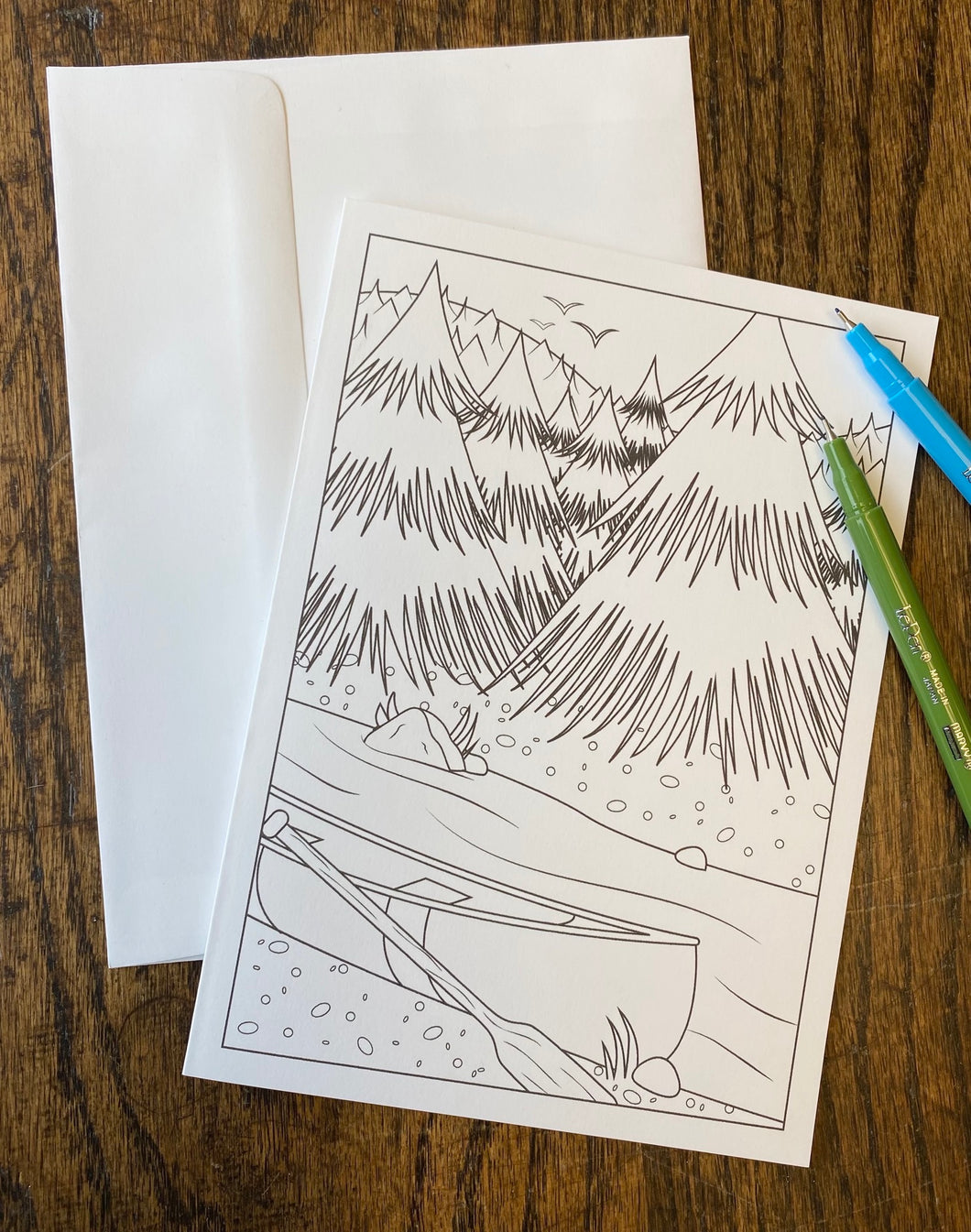 Canoe Coloring Card