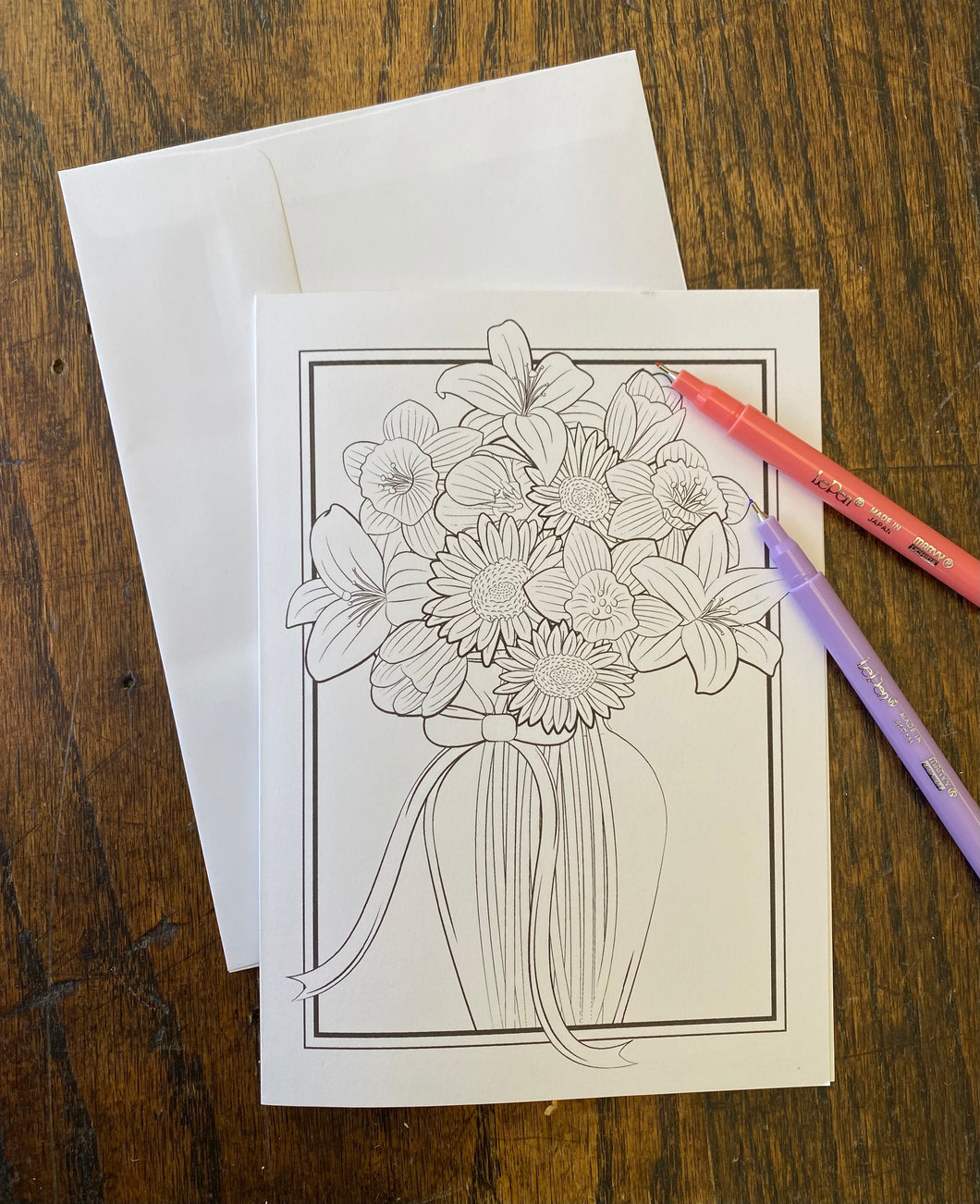 Flower Vase Coloring Card