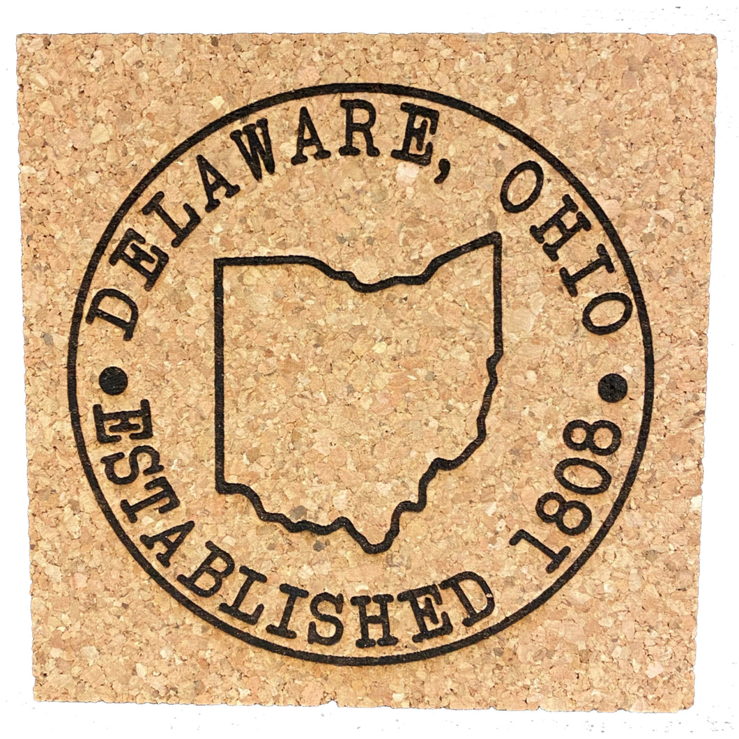 Delaware, Ohio Circle Cork Coaster