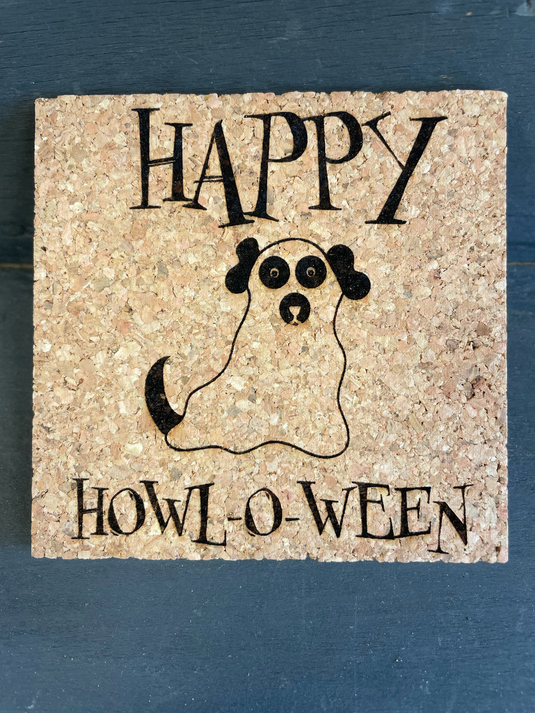 Happy Howl-O-Ween Cork Coaster